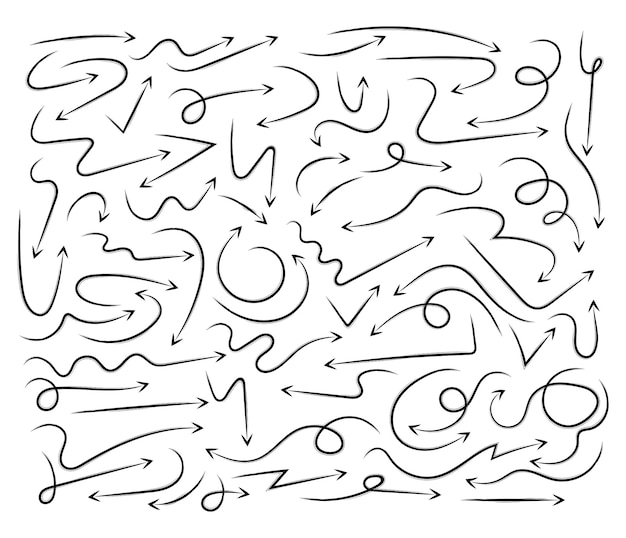 Colección de diseño artístico de líneas de flecha de Vector Doodle