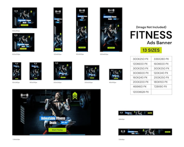 Vector colección de diseño de banner de anuncios de gimnasio y fitness