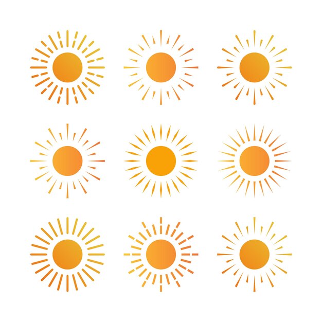 Colección de diseño creativo del logotipo del sol Premium Vector