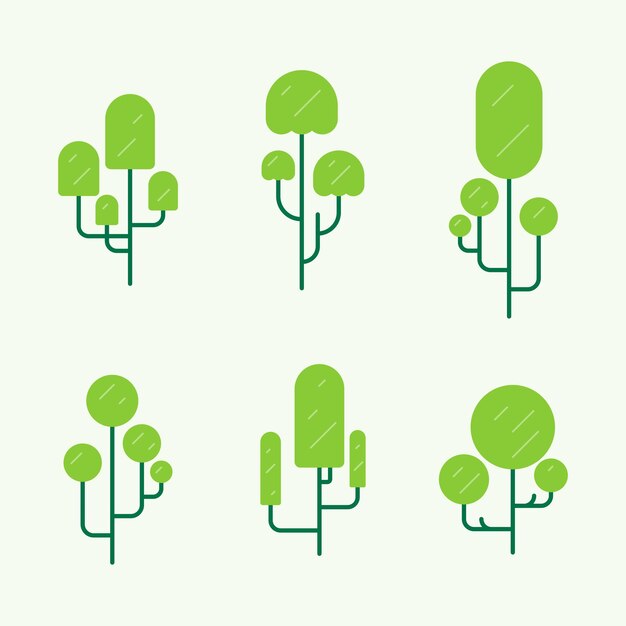 colección de diseño de elementos de árbol minimalista