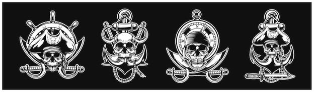 Vector colección uno diseño de equipo pirata para el fondo de la camiseta del logotipo