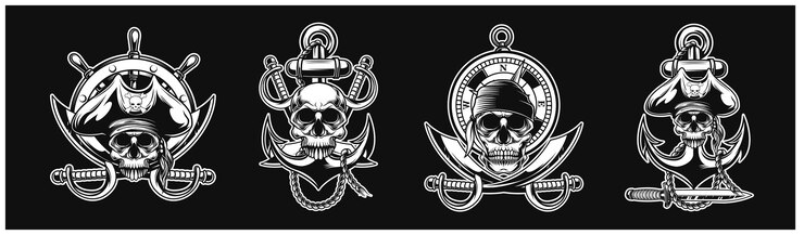 Colección uno diseño de equipo pirata para el fondo de la camiseta del logotipo