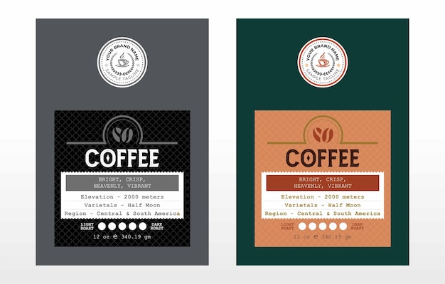 Colección de diseño de etiquetas de café premium etiquetas de mezcla de café archivo editable Etiquetas de bolsas de café