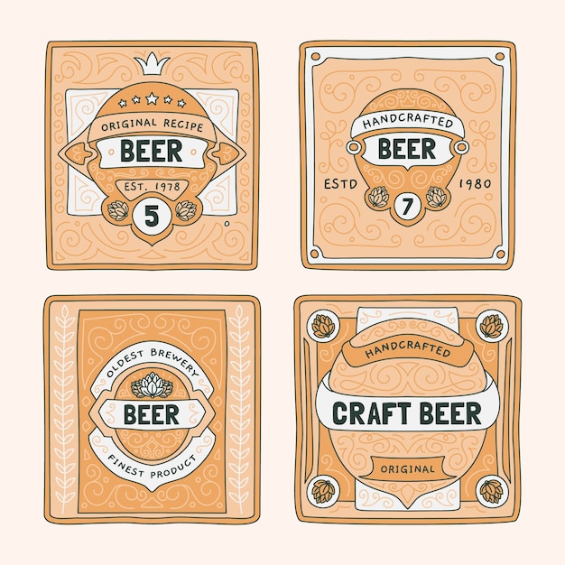 Vector colección de diseño de etiquetas de cerveza