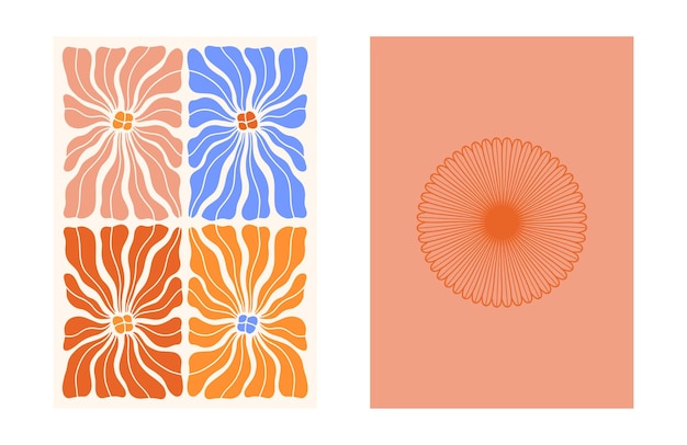 Colección de diseño de fondo de retrato Vector Art Y2K con formas abstractas