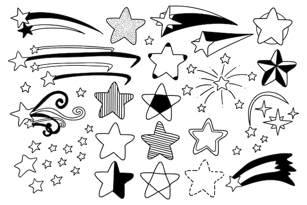 Vector colección de diseño de garabatos de estrellas