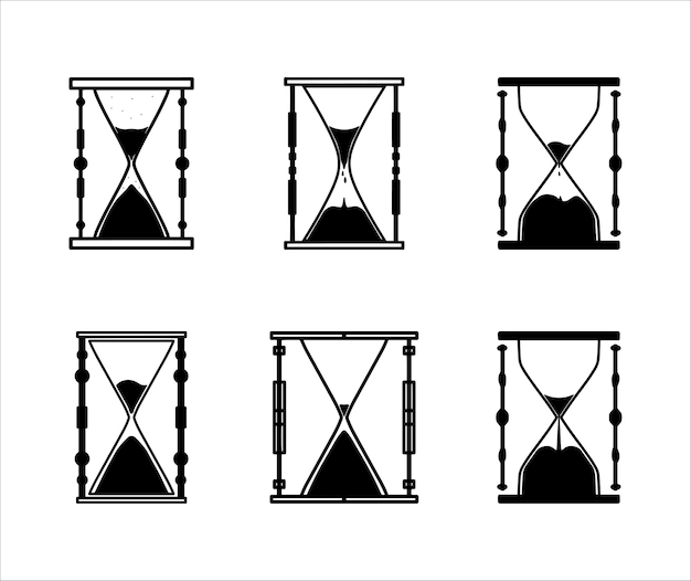 Colección de diseño de horario en ilustraciones de silueta