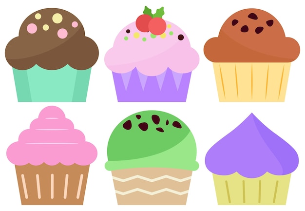 Colección de diseño de icono de cupcake creación de ilustración de elemento de postre