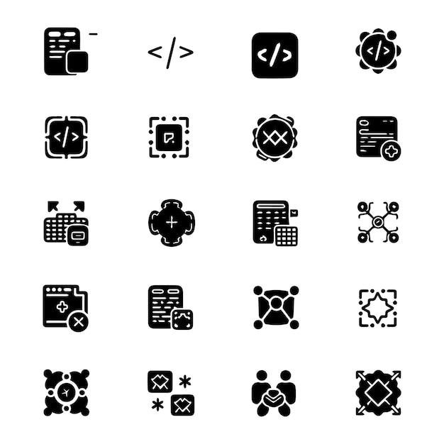 Colección de diseño de iconos web de codificación vectorial gratuita