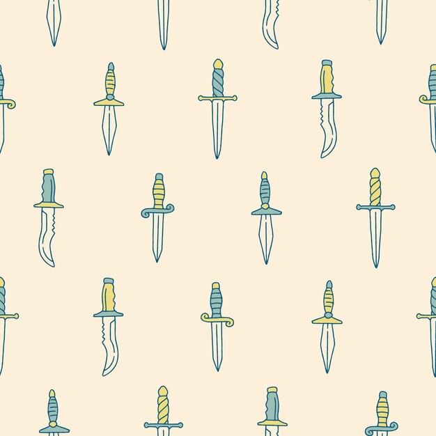 Colección de diseño de ilustraciones de patrones sin costura de Dagger Vector