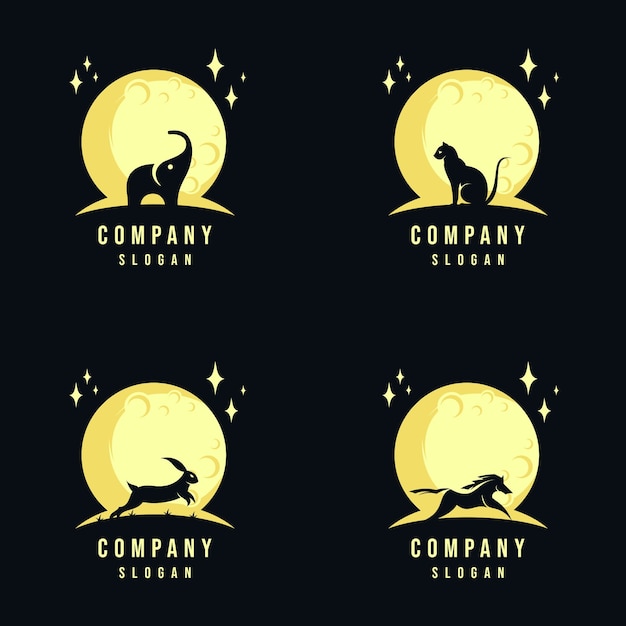 Colección de diseño de logo de animal y luna.