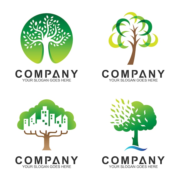 Colección de diseño de logo de árbol