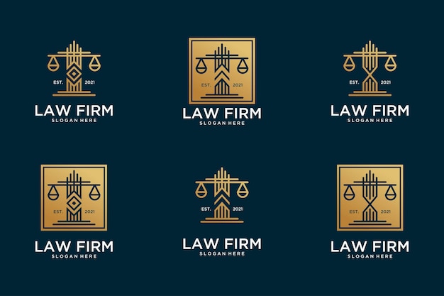 Colección de diseño de logo dorado de bufete de abogados