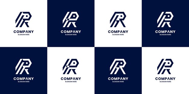 Colección de diseño de logo de letra R creativa. Vector de logo de iniciales de velocidad R