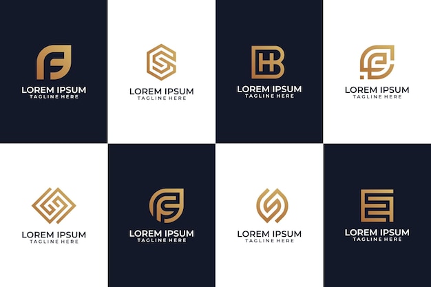 Colección de diseño de logotipo abstracto con degradado dorado