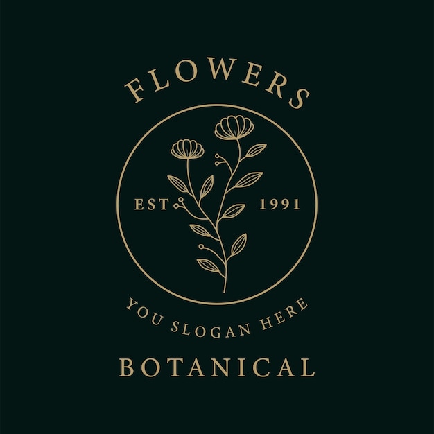 Colección de diseño de logotipo de arte de línea de flores