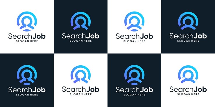 Vector colección de diseño de logotipo de búsqueda de empleo con lupa gráfico de diseño de logotipo de trabajo o empleado