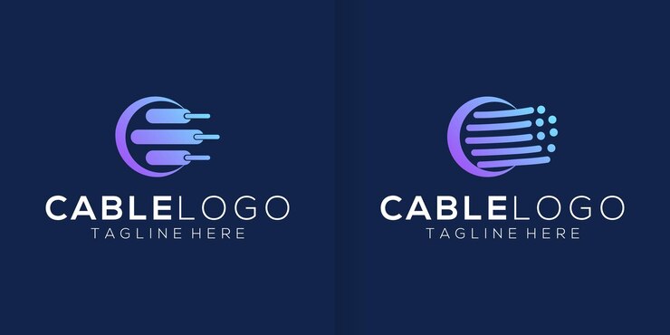 Colección de diseño de logotipo de cable de fibra óptica Diseño de vector de conexión a Internet Tipos de logotipo de red y telecomunicaciones
