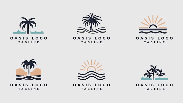 Colección de diseño de logotipo de complejo minimalista moderno oasis resort gráfico de ilustración vectorial