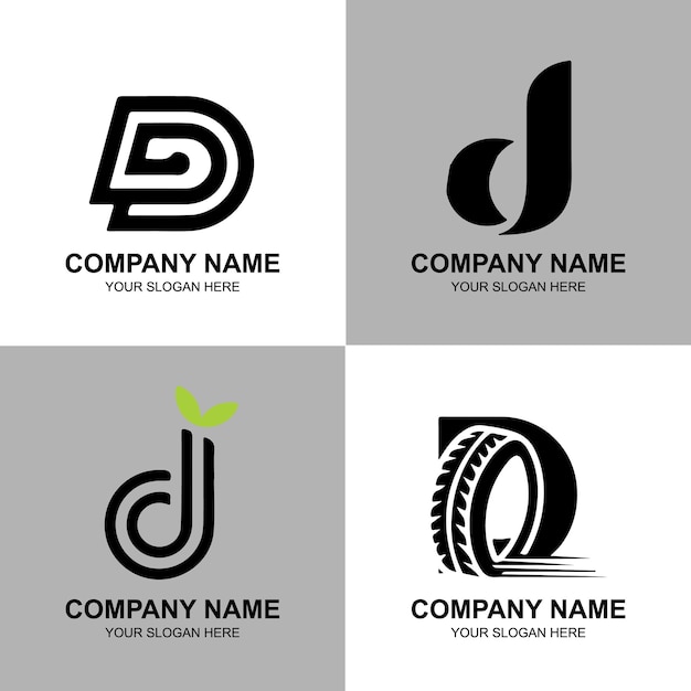 Colección de diseño de logotipo corporativo de identidad de marca de vector de letra d