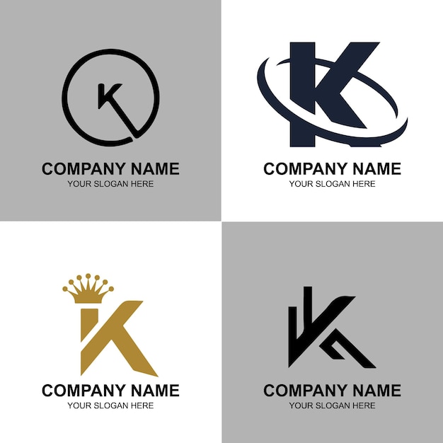 Colección de diseño de logotipo corporativo de identidad de marca de vector de letra k