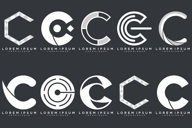 Vector colección de diseño de logotipo creativo de la letra inicial c