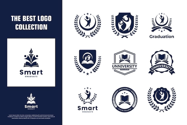 Colección de diseño de logotipo de emblema universitario
