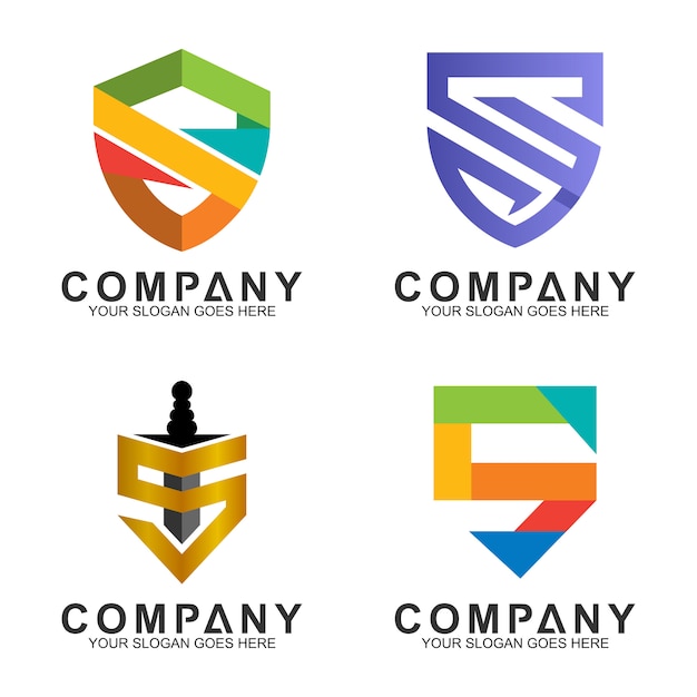colección de diseño de logotipo de escudo