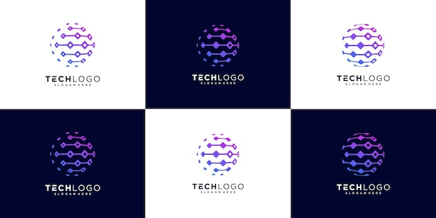 Colección de diseño de logotipo de la esfera del círculo técnico
