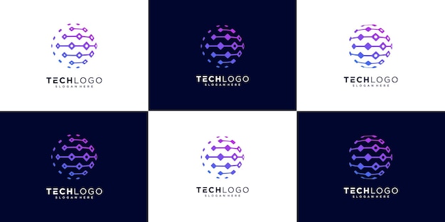 Colección de diseño de logotipo de la esfera del círculo técnico