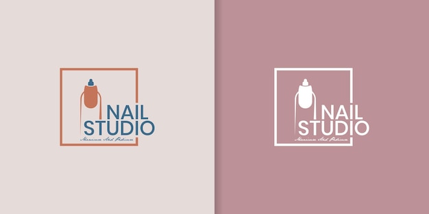 Colección de diseño de logotipo de estudio de belleza de uñas con estilo de elemento creativo para la moda
