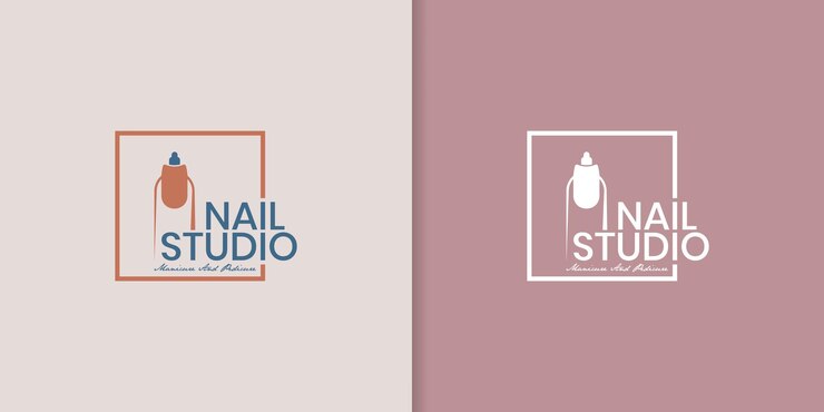 Colección de diseño de logotipo de estudio de belleza de uñas con estilo de elemento creativo para la moda