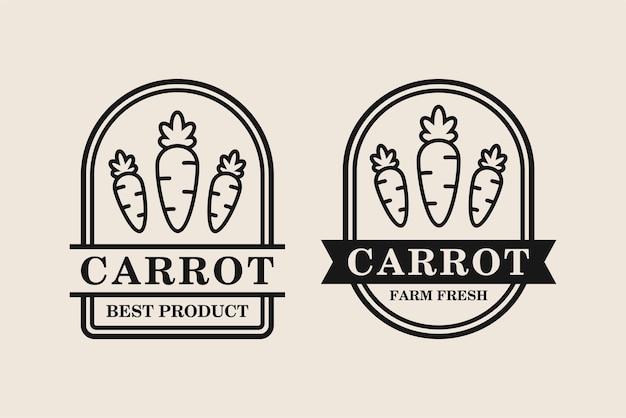 Colección de diseño de logotipo de insignia fresca de granja de zanahoria