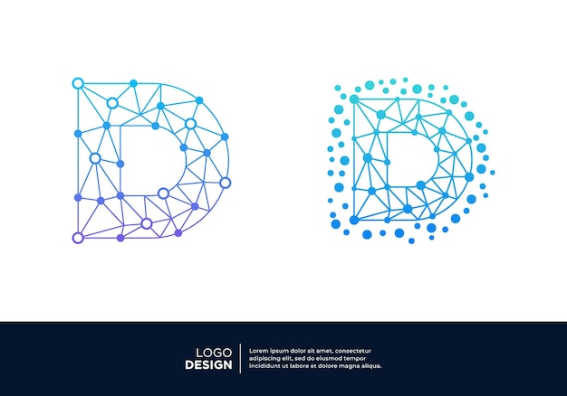 Colección de diseño de logotipo de la letra de conexión digital D
