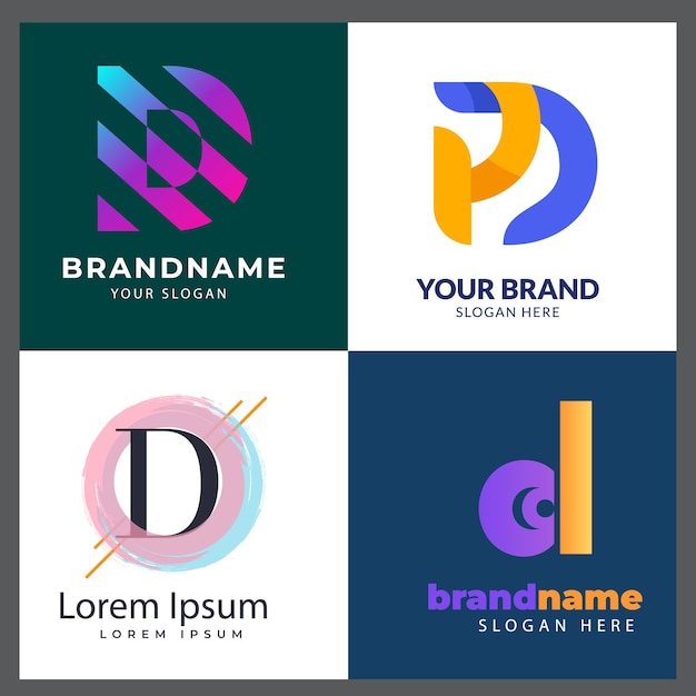 Colección de diseño de logotipo de la letra D creativa