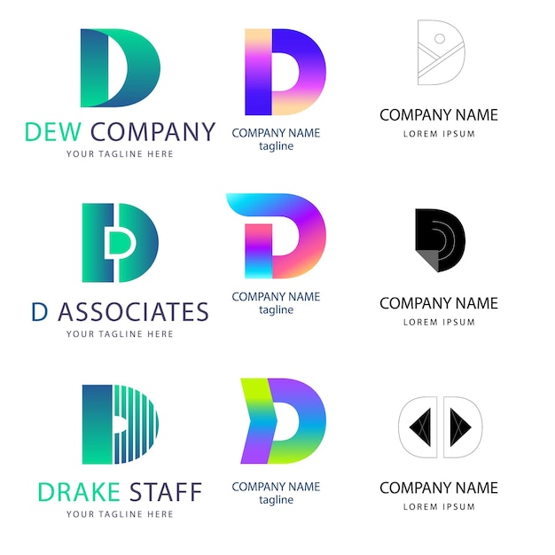 Colección de diseño de logotipo de la letra D creativa