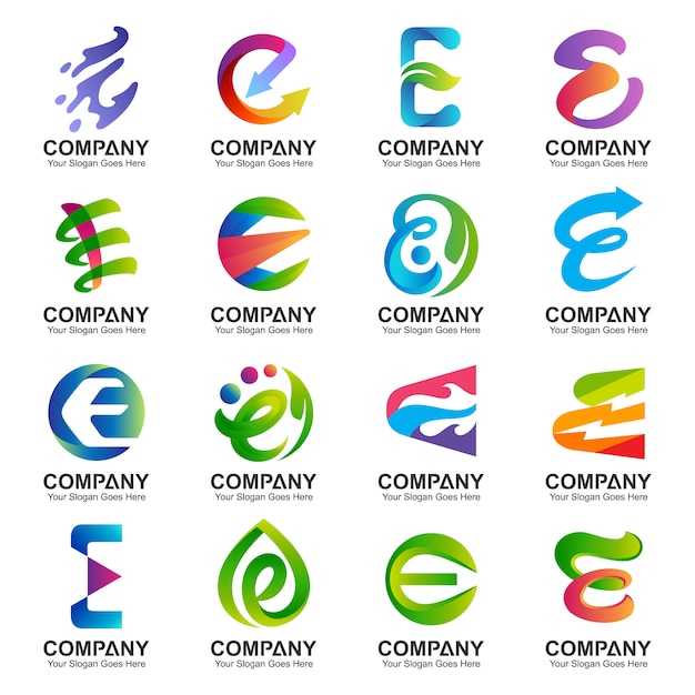 Colección de diseño de logotipo letra e