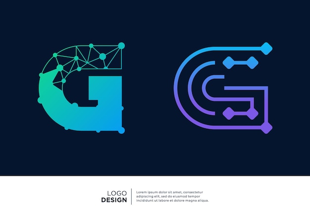 Colección de diseño de logotipo de la letra G Símbolo abstracto para tecnología digital