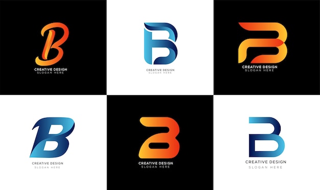 Colección de diseño de logotipo de letra inicial B de identidad de marca