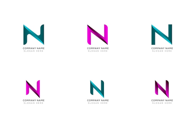Colección de diseño de logotipo de letra N inicial de identidad de marca
