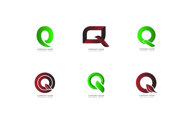 Colección de diseño de logotipo de letra Q inicial de identidad de marca