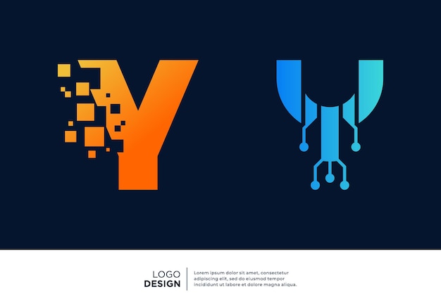 Colección de diseño de logotipo de la letra Y Símbolo abstracto para la tecnología digital
