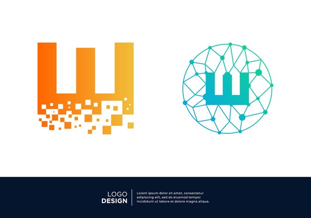 Colección de diseño de logotipo de la letra W Símbolo abstracto para la tecnología digital