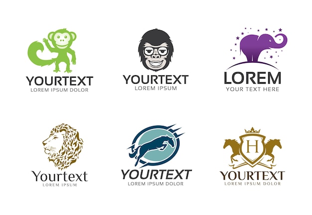 Colección de diseño de logotipo de mamíferos