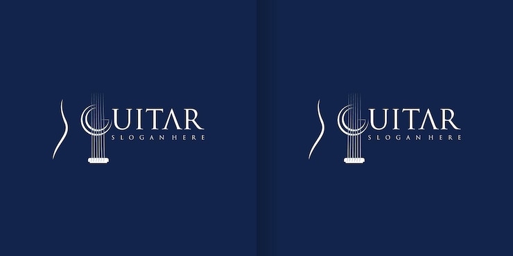 Colección de diseño de logotipo minimalista de música de guitarra acústica