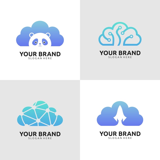 Colección de diseño de logotipo en la nube