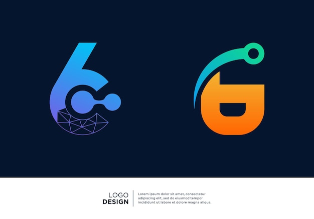 Colección de diseño de logotipo número 6 Símbolo abstracto para la tecnología digital