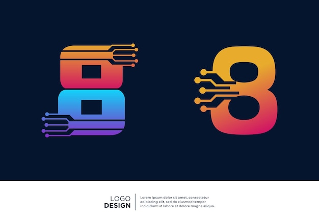 Colección de diseño de logotipo número 8 Símbolo abstracto para la tecnología digital