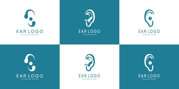 Vector colección de diseño de logotipo de oreja con vector premium de concepto creativo