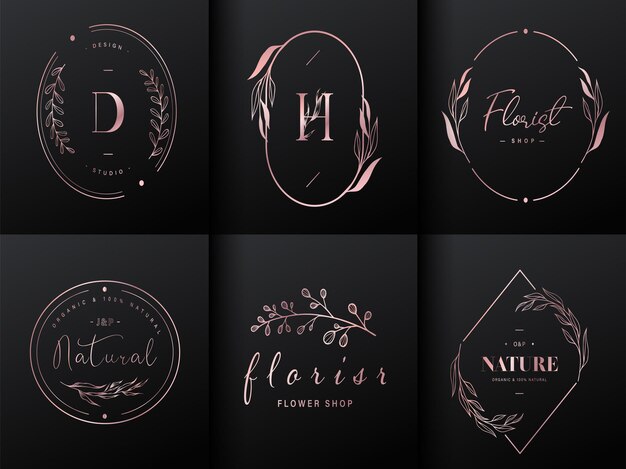 Colección de diseño de logotipo de oro rosa natural
